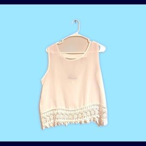 Sheer white lace bottom top